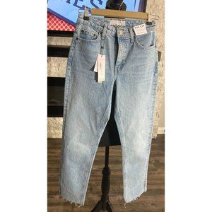 NWT-TOPSHOP-High Waisted Straight Leg- Denim Jeans-Raw Hem- Retails $75.00
